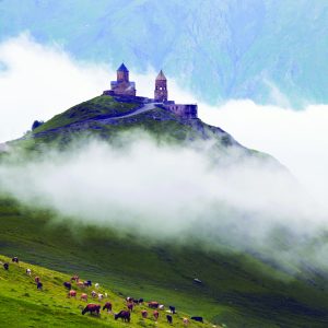 Gergeti trinity church (Tsminda Sameba), mountain Kazbek, Georgia